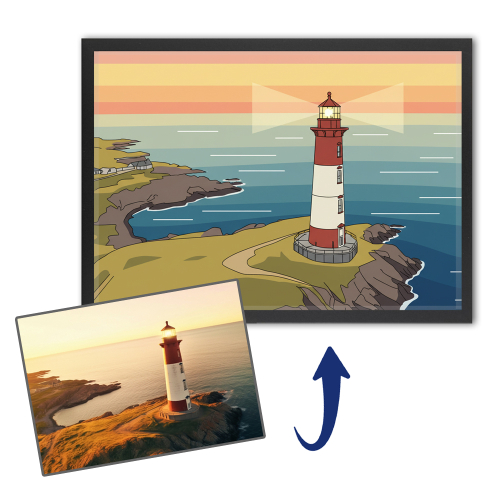 Paisaje ilustrado al estilo flat design según una foto