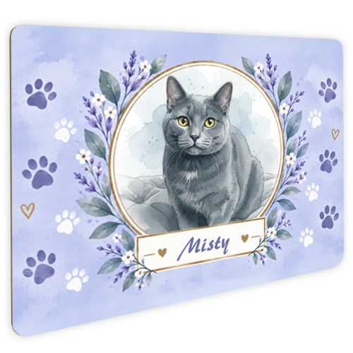 Placa de puerta con foto de mascota en estilo acuarela