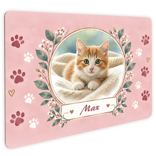 Placa de puerta con foto de mascota en estilo acuarela