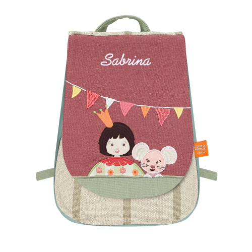 Mochila infantil personalizada con diseño de niño y ratón