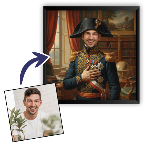 Retrato de un hombre transformado en figura histórica Retrato de un hombre transformado en figura histórica