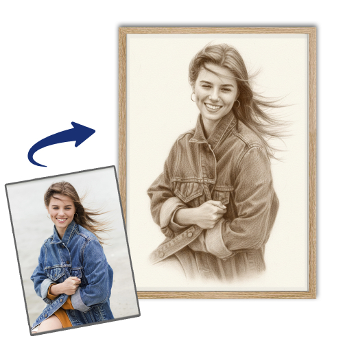 Retrato con estilo de dibujo en sepia a partir de una foto Retrato con estilo de dibujo en sepia a partir de una foto