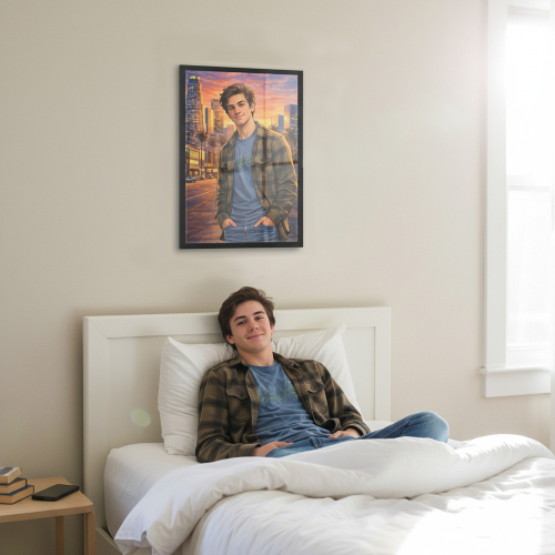 Retrato ilustrado estilo videojuego a partir de una foto