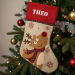 Bota de Navidad efecto lino con ribete escocés