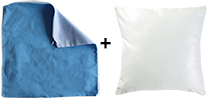 Cubierta blanca / azul y acolchado