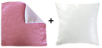 Cubierta blanca / rosa y cojín