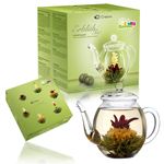 Tetera + 6 flores de té verde