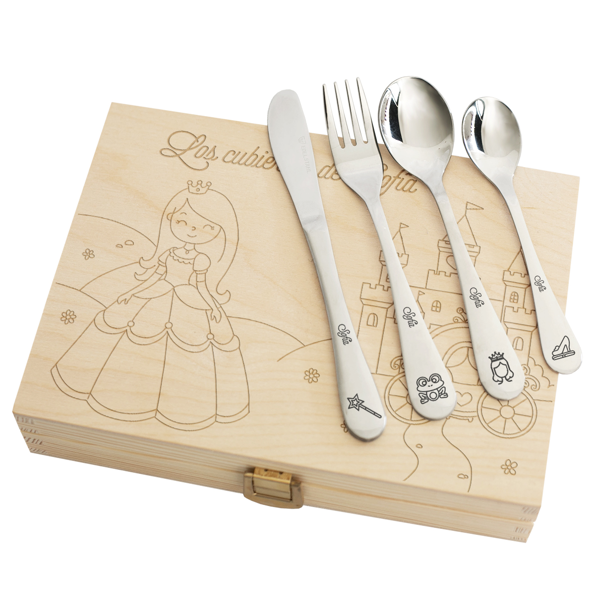 Cubiertos personalizados con princesas para niños Cubiertos personalizados con princesas para niños