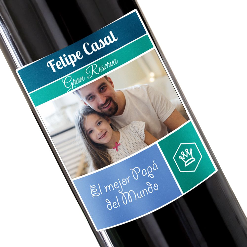 Botella de vino personalizada con foto