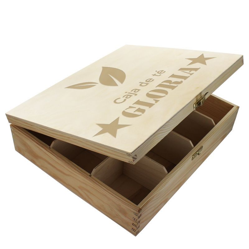 Caja de té 12 compartimientos grabada Caja de té 12 compartimientos grabada