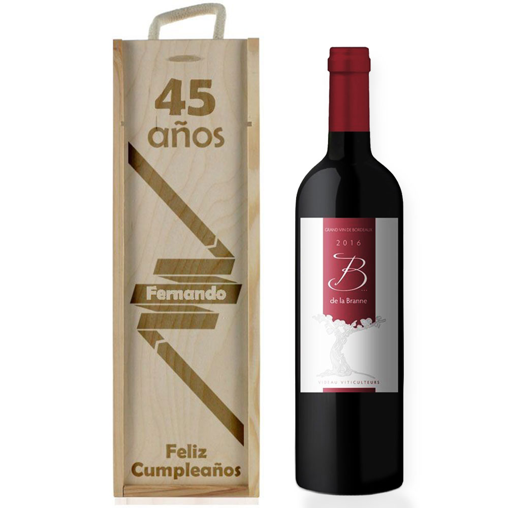Caja de vino cumpleaos personalizada