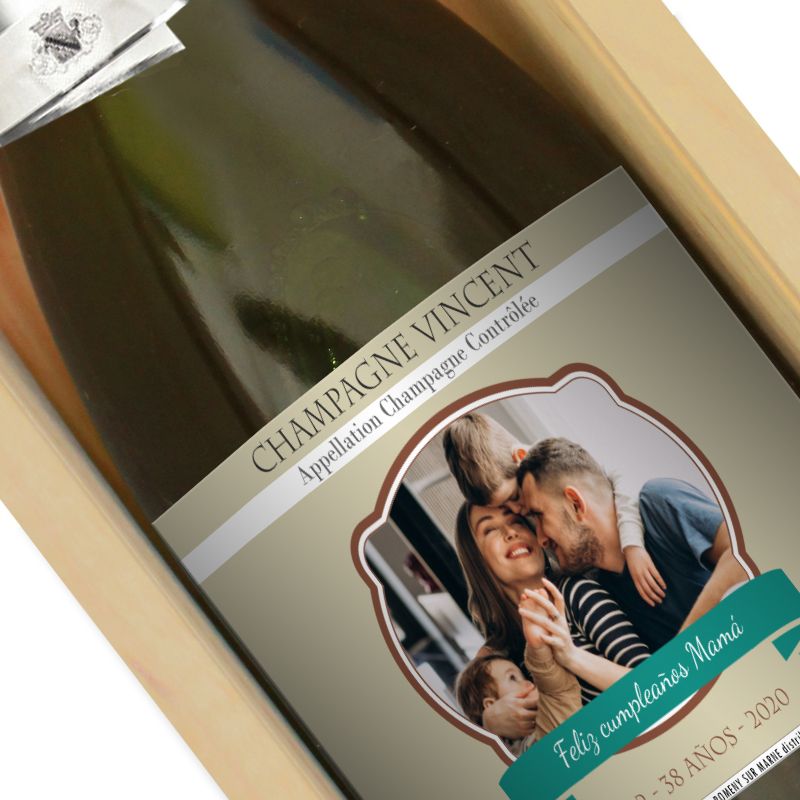 Botella de champ�n personalizada etiqueta foto