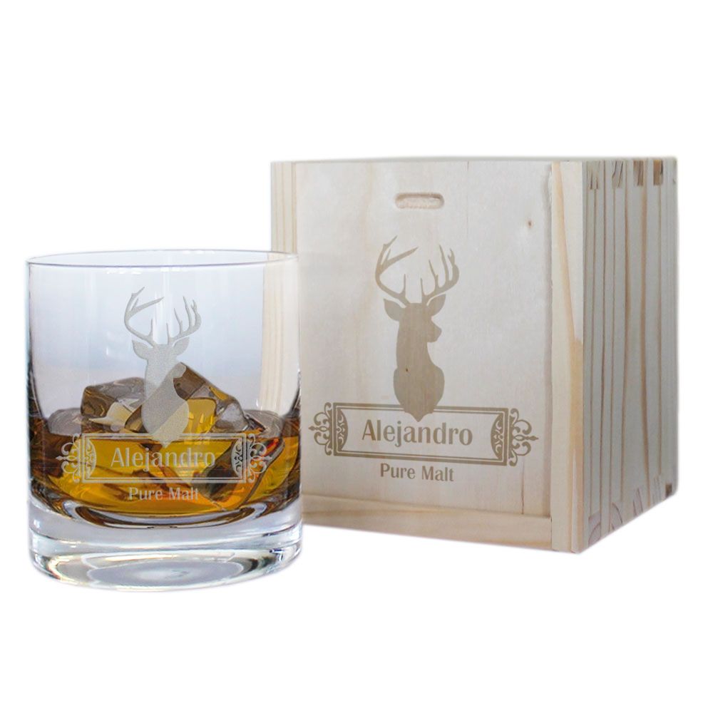 Vaso de whisky personalizado ciervos Vaso de whisky personalizado ciervos