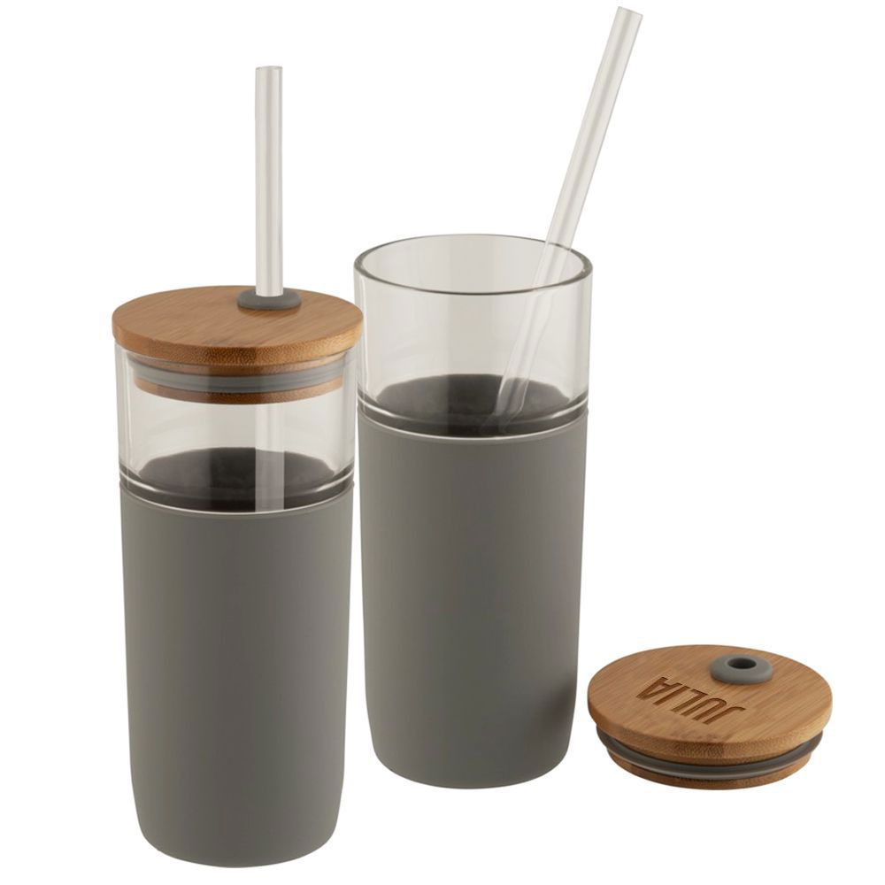 Vaso de vidrio con tapa personalizada