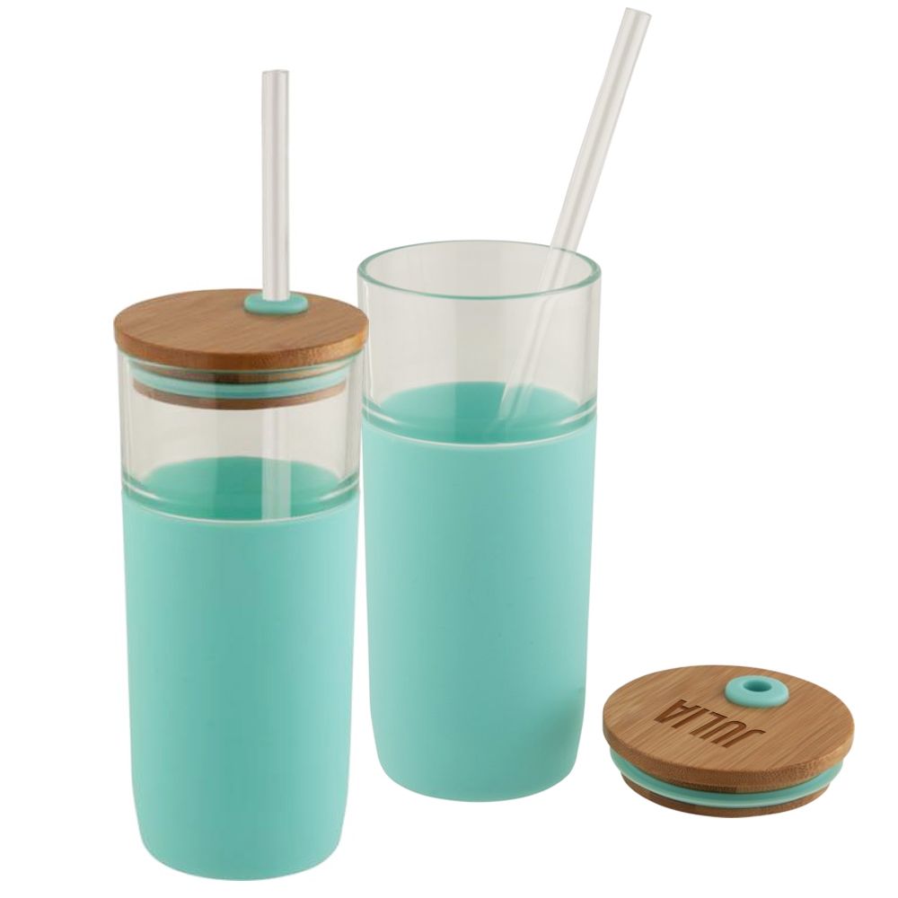 Vaso de vidrio con tapa personalizada