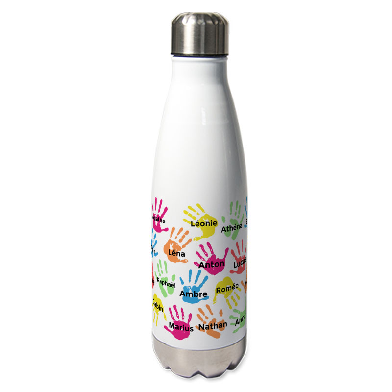 Botella térmica personalizada con manos y nombres de alumnos Botella térmica personalizada con manos y nombres de alumnos