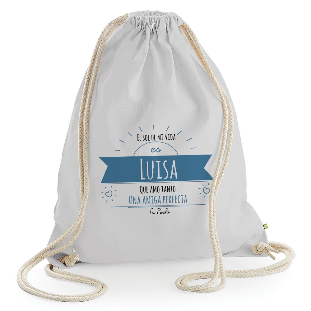Mochila de algodón personalizada con mensaje soleado Mochila de algodón personalizada con mensaje soleado